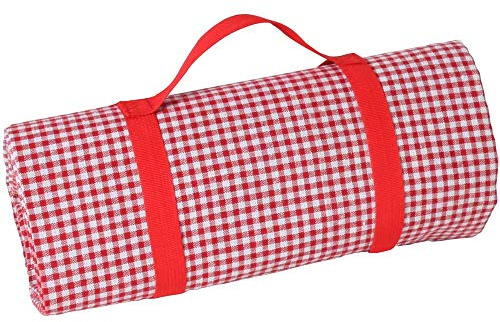 Les Jardins de la Comtesse - Mantel de Picnic Rectangular XL Vichy Rojo - Algodón y Reverso Impermeable Poliéster - 140 x 280 cm - También para Mesa de Jardín - 8/12 Pers - Alfombra Plegable/Portátil