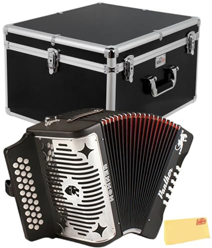 Hohner Panther Diatonic Accordion - Keys F/Bb/Eb Bundle with Hard Case and Austin Bazaar Polishing Cloth