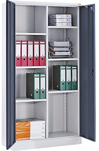 EUROKRAFT | Armoire pour Produits de Nettoyage Venlo | 6 tablettes | Gris Clair/Gris Basalte