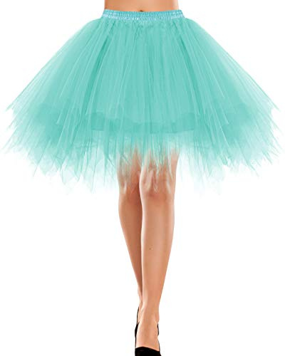 Bbonlinedress tutu tyllkjol underkjol kjol 50-talet vintage balett bubbla danskjol dansklänning balklänning kort retro, ljusblå, S