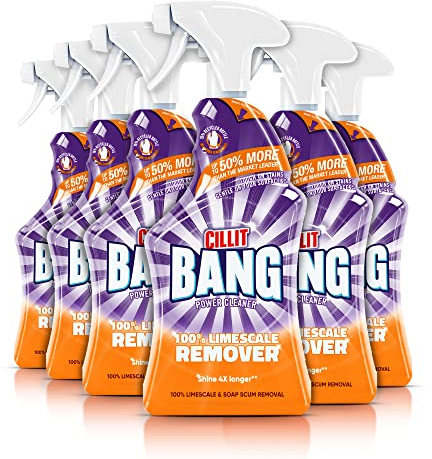 Cillit Bang 750ml Limescale Remover, 6 Pack, Fast Stain & Virus Eliminator, Disinfectant, Soap Scum & Rust Cleaner, Fresh Scent, Water & Dirt Repellent, Home Cleaning Formula.