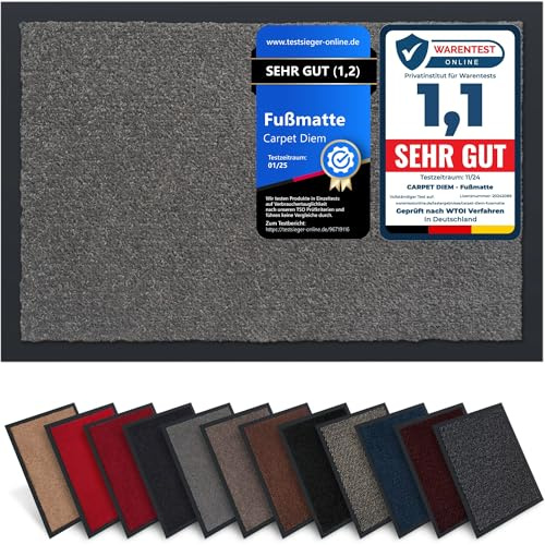 Carpet Diem Felpudo Antideslizante 40 x 60 cm - Trampa de Tierra Felpudo Exterior e Interior para una Entrada Limpia - Fácil de Cuidar - Gris