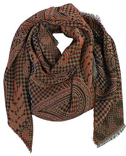 Ullhalsduk unisex halsduk XXL oversize elegant ädel lätt fin tunn med paisleymönster, apelsin, (L X B ) 185 x 64 cm