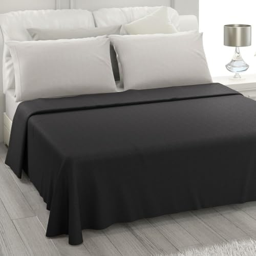 L'ANTICO ARCOLAIO - Completo Lenzuola Matrimoniali 4 Pezzi (Lenzuolo Sotto Grigio, Lenzuolo Sopra Nero) Set Lenzuola Matrimoniale Jaquard in Microfibra, Biancheria da Letto Made in Italy