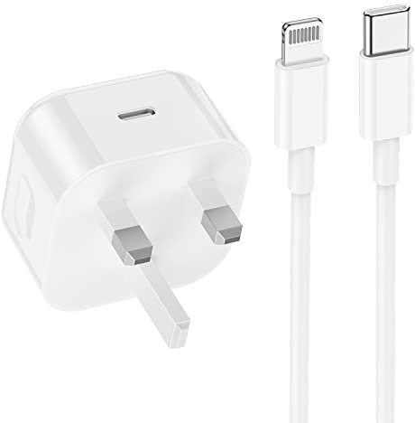 iPhone Fast Charger Cable and Plug, [MFi Certified] Apple 20W USB C Power Adapter and C to Lightning Cable 2m for iPhone 14/13 Pro/13 Pro Max/12/11/XR/XS/iPad Pro/Airpods