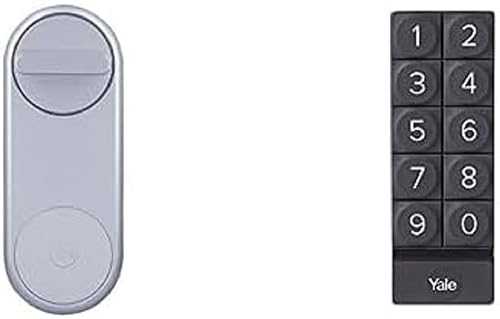 Yale Linus® Smart Lock - Silber (05/101200/SI) - Schlüsselloses und sicheres Türschloss & Smart Keypad (05/301000/BL) – Schwarze digitale Smart Lock-Tastatur für Linus mit One-Touch-Verriegelung