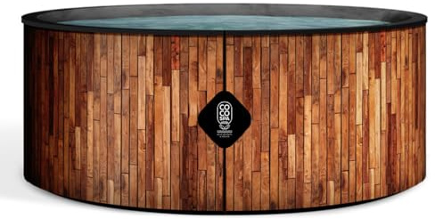 COCO SPA Bali Spa Inflable| 180 cm de diámetro | 1100 litros | Motor 2040 W | Hasta 6 personas | Masaje de 140 chorros | Imitación madera natural