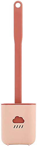 ESOUY TPR Toilet Brush Holder Sets Wc Wall Hanging Household Floor Standing Soft Head Bathroom Cleaning Accessories,Pink