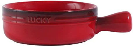 Lata for asar esmaltada, juego de bandejas for hornear, tazón de sopa de cerámica de porcelana con asa, tazón pequeño for Pho, fuente redonda for hornear, apto for horno, marrón, 20x15x5cm (color: azu