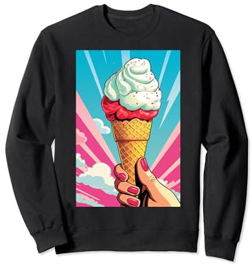 Gaufrier glacé cornet de glace glace pop art vintage rétro glacé café glacé Sweatshirt