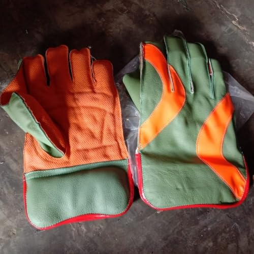 Kalindri Sports Guard Cricket Keeping Gloves Combo – Herren Wicket Keeping Gloves (mehrfarbig) + Innenhandschuhe aus Baumwolle (weiß)