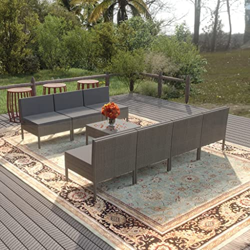 DYRJDJWIDHW Outdoor Kissen,gartenliege wetterfest,paletten,8-TLG. Garten-Lounge-Set mit Auflagen Poly Rattan GrauGeeignet für Garten, Swimmingpool, Wohnzimmer, Terrasse