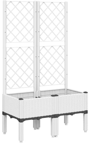 vidaXL Pflanzkübel mit Rankgitter Weiß 80x40x142 cm PP
