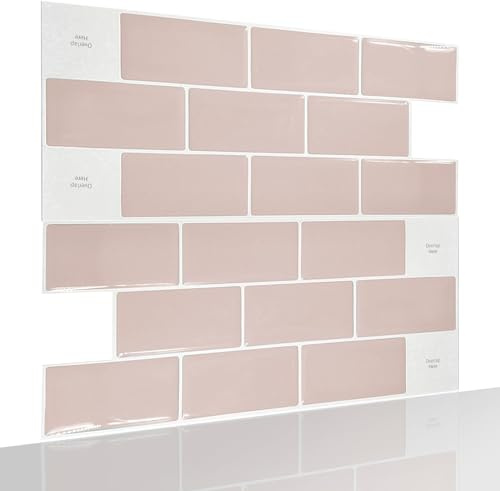 Neukids 10-Stück Fliesenaufkleber 30×15cm,Klebefliesen Küche Rosa | 3d Fliesenaufkleber Rosa,Wandfliesen Selbstklebend Küche Badezimmer Fliesen Rückwand,Vinyl Fliesen Selbstklebend Rechteckig