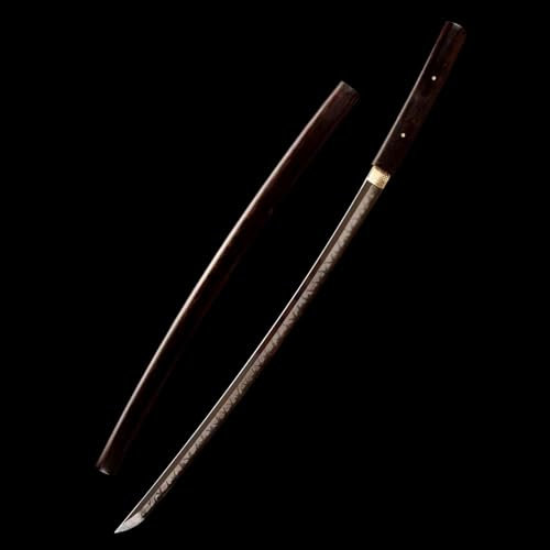 KWXPW Handgeschmiedetes Katana,Klinge aus T10 Stahl,Scheide aus natürlichem Ebenholz,Echtes Samuraischwert zum Sammeln,Geschenke,Cosplay,Kampfsport,Kendo-Training,Dekoration,Display