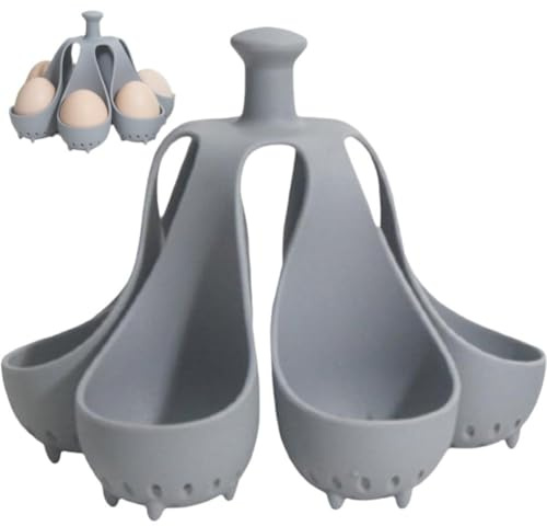 Silikon äggpanna, fristående äggkokare, äggkokare, hårdkokt äggkokare, rymmer 6 ägg, silikonäggkokare ägghållare köksredskap