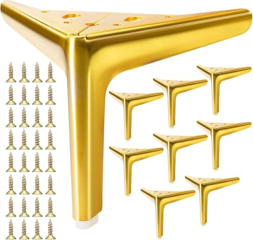 Wensdr 8 Stück Möbelfüße Gold 15cm Metallfüße für Möbel Schrankfüße verlängern Hochbelastbare Couchbeine DIY-Ersatz für TV-Ständer