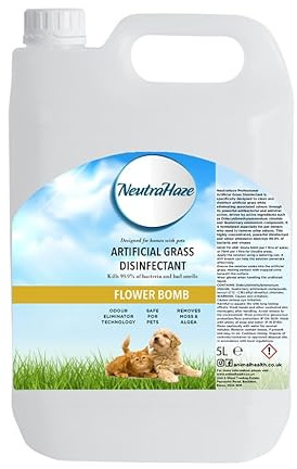 Artificial Grass Cleaner – Powerful 3-in-1 Disinfectant, Deodoriser & Cleaner Removes Bacteria & Neutralises Pet Odours Pet-Friendly (5 Litre, Flower Bomb)