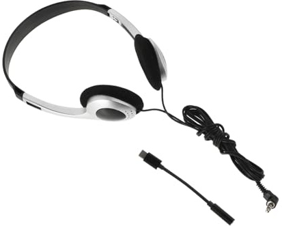 COLLBATH Retro On-ear Wired Headphones for Computers Tablets Silver | ABS PVC Build, Vintage Sleek Styling, Realistic Sound, Convenient Controls for Gaming School