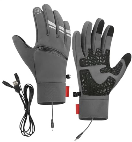 Gants chauffants USB – Gants de ski flexibles pour | Gants chauffants en tissu imperméable | Gants chauffants USB pour le cyclisme | Gants thermiques coupe-vent pour pour homme et