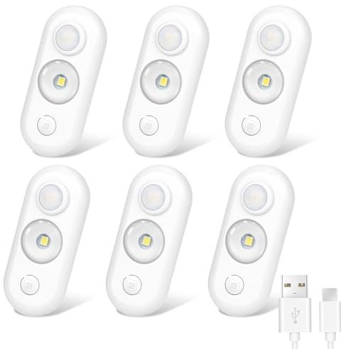LEDLightsWorld LED Motion Sensor Lights Indoor, Rechargeable Stair Lights 3 Modes, Dimmable Magnetic Stick on USB Night Lights for Cabinet, Stair, Wardrobe, Closet, Hallway, Warm White 6 Pack