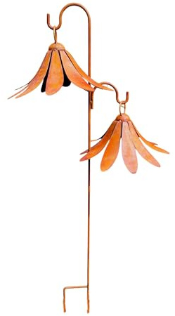 Bornhöft Décoration de jardin avec 2 campanules - 118 cm de hauteur - Métal patiné - Vintage - Décoration de jardin rouillée