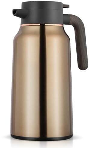 Jarra térmica de café de acero inoxidable de 70 onzas, dispensador de bebidas frías y calientes con aislamiento al vacío de doble pared, gran capacidad de 2 litros para café, té, agua, ideal para