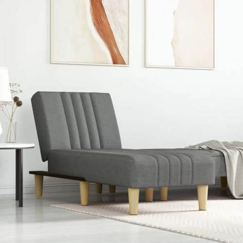 Teenpull Chaiselongue Dunkelgrau Stoff, Verstellbare Relaxliege mit 3 Positionen, Einzel-Lounge-Sofa für Wohnzimmer, Schlafzimmer, Maximal 110 kg Tragfähigkeit