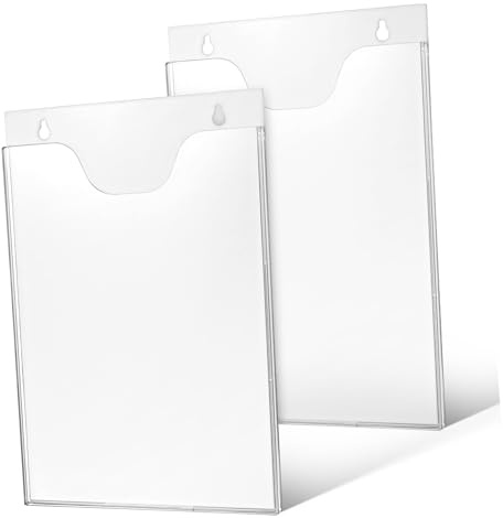 2 Wanddokumentenhalter Acryl Stück für Magazine und Dokumente | Transparent, Weiß, zur Wandmontage, für Zuhause und Schulen, Platzsparend, Formstabil