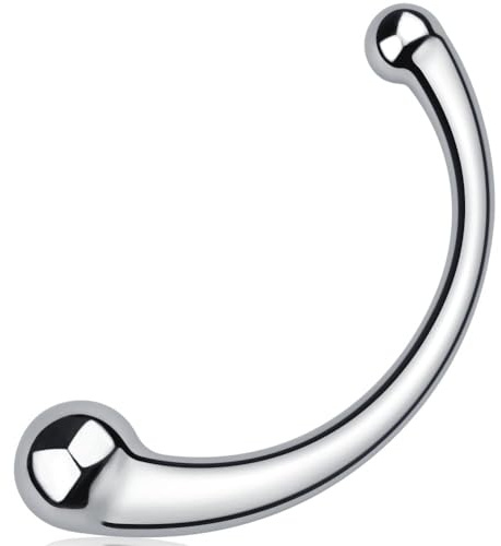 Gode double en acier inoxydable de 19,8 cm, plug anal avec différentes tailles et extrémités incurvées, pour hommes, femmes et couples, stimulation du point G, masseur de prostate