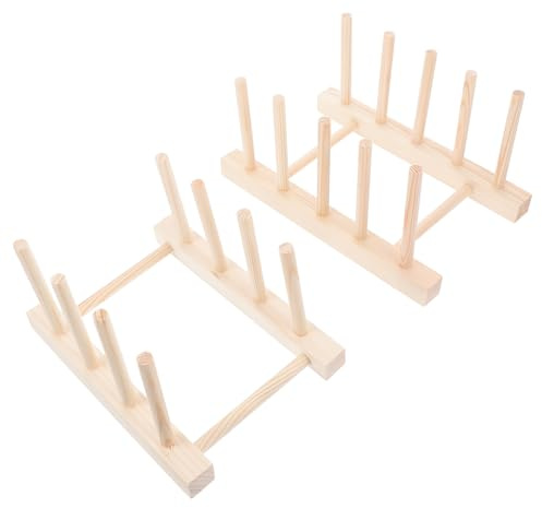 BESPORTBLE Kitchen Storage Rack and Dish Drying Rack Wooden Multi-functional 2pcs with 4-post 3-tier 5-post 4-tier Design for Home Kitchen Organization and Plate, Bowl, Cup Drainage