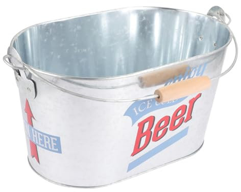 CIYODO Hielo Metálica Grande para Bebidas con Asas para Cerveza Hielera Multifuncional para Eventos y Bares Contenedor de Hielo Resistente y Compacto