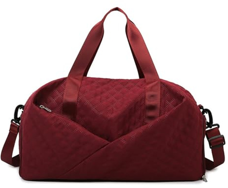 Große Reisetasche für Damen und Herren, Sport, Fitnessstudio, mit nassen Taschen, Schultertaschen für Outdoor-Ausflüge und tägliche Pendler, Cheerleading, claret, Mass Beauty