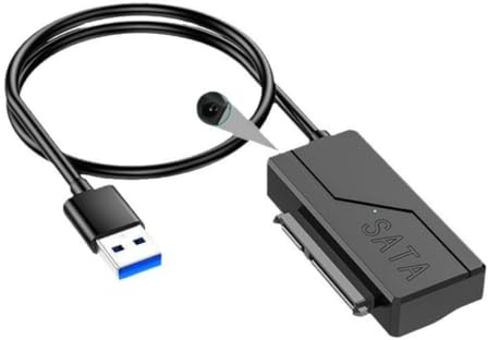 HCUSR USB 3.0 zu SATA Adapterkabel für 2,5/3,5 HDD/SSD mit DC Power Jack, 5Gbps, Plug & Play, Unterstützung bis zu 16TB, Universal Hard Drive Converter (Rechteckdesign)