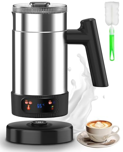 Milk Frother Electric, 4-in-1 Automatic Hot Chocolate Maker, 500W Milk Frother White with Handle, Hot & Cold Foam Maker for Latte Coffee Chocolate, Cappuccinos
