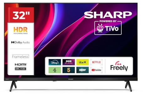 Sharp 32-inch HD Ready Smart TV, HDR10, Wi-Fi, Dolby Atmos, 60 Hz