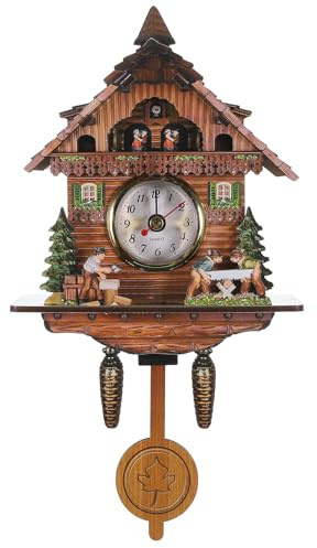 CIMAXIC Orologio da Parete Pendolo in Legno Tradizionale Decorativo per Camera da Letto Soggiorno Ufficio Orologio da Parete Sospeso per Arredamento Casa