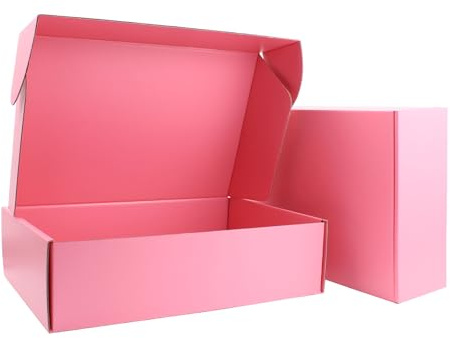 30 x 20 x 8 cm Klarrosa Vikbar Postlåda – Återvinningsbar Kartong – Helt Rosa Inuti & Utanpå – För Presentset, Kosmetik & Förvaring – Pack of 20