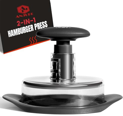 Antihaft-Burgerpresse, 2-in-1 Burger Patty Presse für 1/2 Pfund & 1/4 Pfund Patties, Robuste Hamburgerpresse für Grill, BBQ und Outdoor-Küche, Perfektes Grillzubehör Geschenk für Männer (Schwarz)