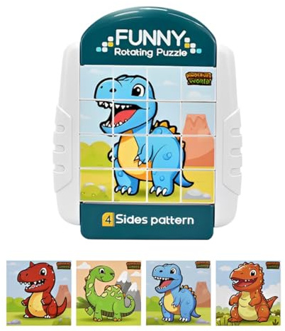 HUZNA Puzzle reversibile 16 pezzi,puzzle per bambini, giocattolo educativo per motorie, giochi di pazienza,puzzle a incastro, regalo per bambini dai 2 3