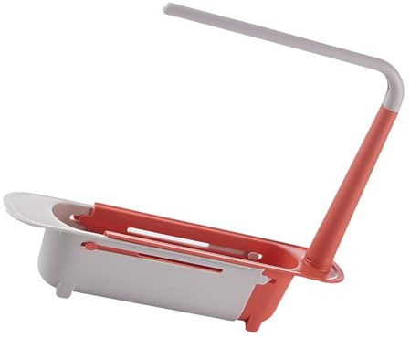 Qudinip Diskbänksställ Color Block Snygg Infällbar Organisatör för Kökstillbehör i Säker Hållbar PP - Lätt Att Rengöra (Rosa)