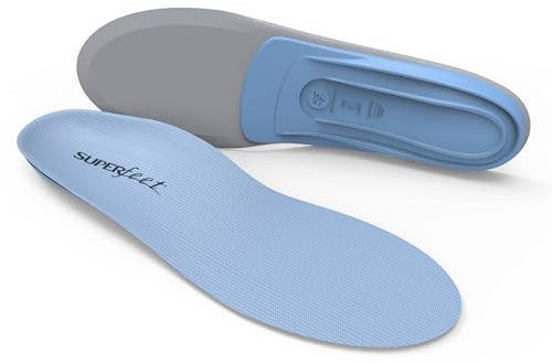 Superfeet All-Purpose Support Medium Arch Insoles (Blue) for Active Lifestyle with Medium Arch Support - Men 9.5-11 / Women 10.5-12