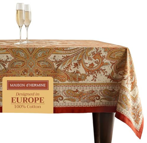 Maison d' Hermine du Kaschmir Tischdecke, 100% Baumwolle, Baumwollstoff, Mehrfarbig, 132 x 172 cm