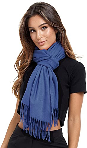 Glamexx24 Schal Damen Winterschal Gefühl Langer Schal mit Fransen Baumwolle Warm Herbst Winter Unifarben Deckenschal und Tücher 200 x 74 cm, 165x 70 cm