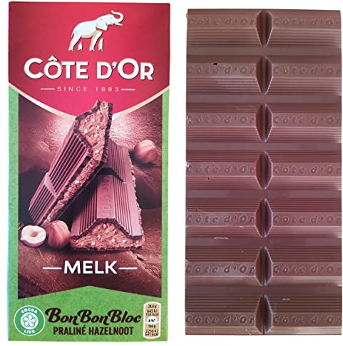 Cote d'Or Chocolate | Cote Dor Praline Leche Hazellnut Bar | Chocolate con leche belga con relleno de praline y avellanas | Pralíneo belga | Peso total 7.05 onza | 200 gramos Total