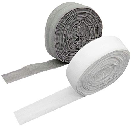 freneci 2 STK 10m Gummiband 20mm,Elastisches Einfassband 20mm Gefaltet - Grau Weiß Elastisches Band Schrägband Faltgummi Saumband Elastik