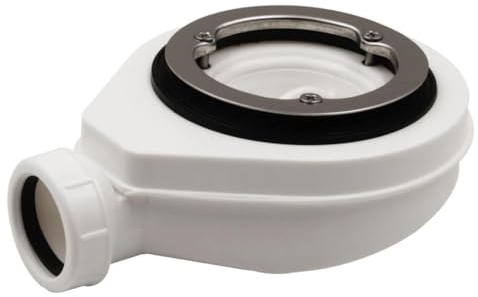 Bonde de douche - Valve vigangue our Siphon pour Receveur de Douche - Diamètre 40 mm - Anneau de fixation en acier inoxydable brillant avec fixation par 3 vis - Avec reservoir de déchets