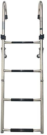 ZXQZ Step Ladders Stainless Steel Rear Entry Inboard Ladder 5 Step, Compact Folding Non Slip Boarding Ladders for Dock Yacht/Swimming Pool/Pontoon Deck,Included Screw Accessories Extension Ladders