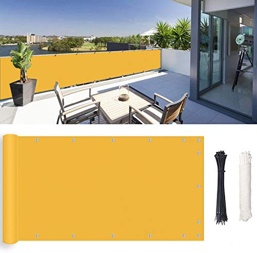 ROBAG Brise Vue Pas Cher, Tissu Polyester imperméable, Facile a accroché sans Plies pour Balcon/Patio/Jardin/Grillage, 0.7x4m, Jaune