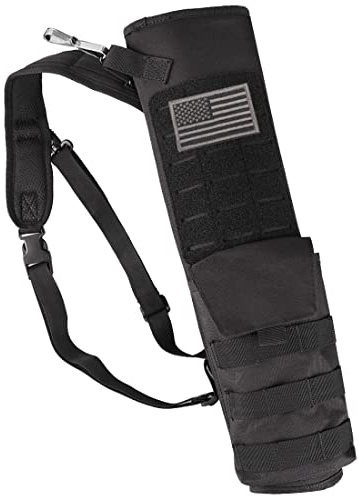KRATARC Archery Lightweight Back Arrow Quiver Dual Use Foldable Compact Hip Arrows Bag with Molle System Pocket Hanged for Target Shooting Hunting (Black- Flap pocket)